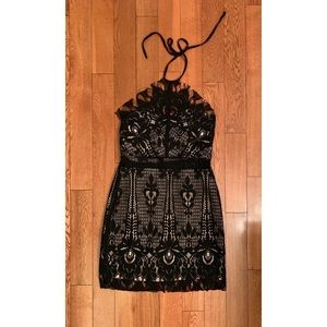 VICI Black Lace Halter Dress - Size Medium